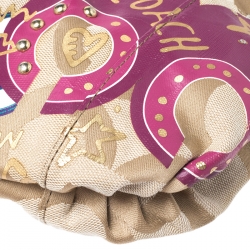 مملوكة مسبقًا حقيبة كتف كوتش Poppy جلد لامعة وكانفاس بيج