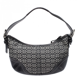 Pre Owned Coach Black Signature Canvas and Leather Soho Hobo