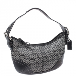 Pre Owned Coach Black Signature Canvas and Leather Soho Hobo