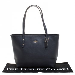 Pre Owned Coach Midnight Blue Leather Mini City Zip Tote
