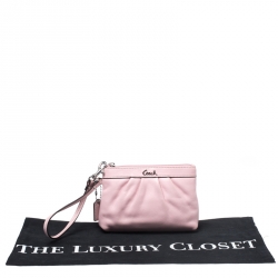 Coach Pink Leather Small Wristlet Clutch 