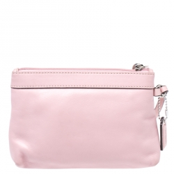 Coach Pink Leather Small Wristlet Clutch 