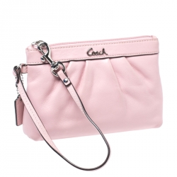 Coach Pink Leather Small Wristlet Clutch 