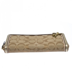 Coach Metallic Gold Signature Canvas Zip Around Wallet