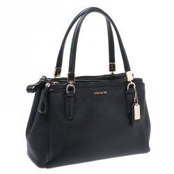 Pre Owned Coach Black Leather Christie Caryall Tote