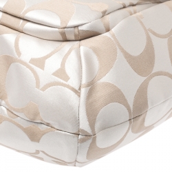 Pre Owned Coach Beige Signature Canvas and Leather Kristin Hobo