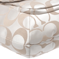 Pre Owned Coach Beige Signature Canvas and Leather Kristin Hobo