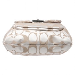 Pre Owned Coach Beige Signature Canvas and Leather Kristin Hobo