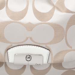 Pre Owned Coach Beige Signature Canvas and Leather Kristin Hobo