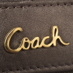 Coach Metallic Pale Green Leather Ashley Flap Wristlet Clutch
