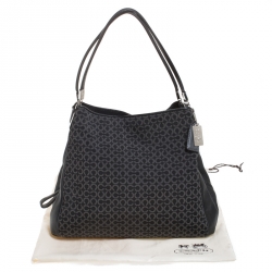 Coach Black OP Art Fabric and Leather Madisson Needlepoint Hobo