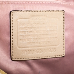 Coach Light Yellow Crocodile Effect Leather Buckle Shopper Tote