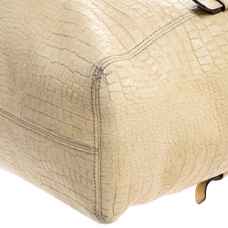 Coach Light Yellow Crocodile Effect Leather Buckle Shopper Tote