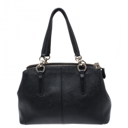 Pre Owned Coach Black Leather Mini Christie Carryall Shoulder Bag