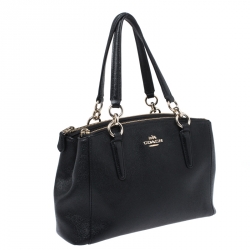 Pre Owned Coach Black Leather Mini Christie Carryall Shoulder Bag