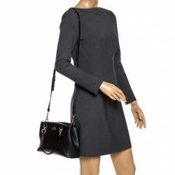 Pre Owned Coach Black Leather Mini Christie Carryall Shoulder Bag