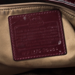 Pre Owned Coach Burgundy Patent Leather Madison Zip Tote
