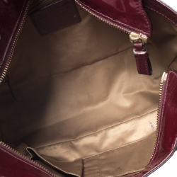 Pre Owned Coach Burgundy Patent Leather Madison Zip Tote