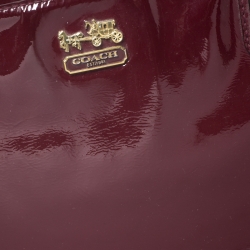 Pre Owned Coach Burgundy Patent Leather Madison Zip Tote