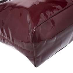 Pre Owned Coach Burgundy Patent Leather Madison Zip Tote