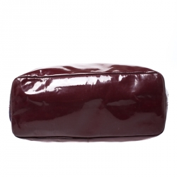 Pre Owned Coach Burgundy Patent Leather Madison Zip Tote