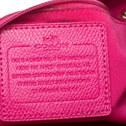 Coach Dark Beige/Magenta Signature Coated Canvas Zip Hobo