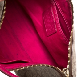 Coach Dark Beige/Magenta Signature Coated Canvas Zip Hobo
