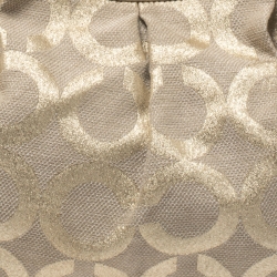 Coach Metallic Gold Signature Canvas Parker Linen Lurex Satchel