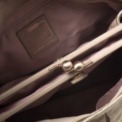 Coach Metallic Gold Signature Canvas Parker Linen Lurex Satchel