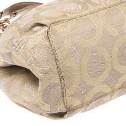 Coach Metallic Gold Signature Canvas Parker Linen Lurex Satchel
