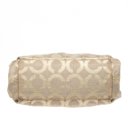 Coach Metallic Gold Signature Canvas Parker Linen Lurex Satchel