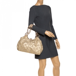 Coach Metallic Gold Signature Canvas Parker Linen Lurex Satchel