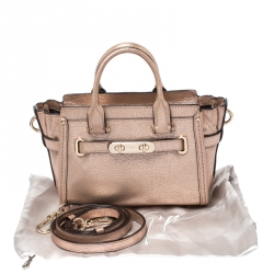 Pre Owned Coach Metallic Rose Gold Leather Swagger 20 Crossbody Bag