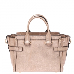 Pre Owned Coach Metallic Rose Gold Leather Swagger 20 Crossbody Bag