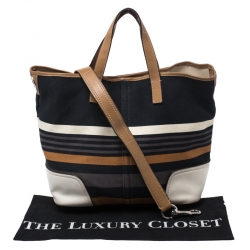 Pre Owned Coach Multicolor Striped Canvas Hadley Holiday Tote