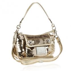 Pre Owned Coach Gold Poppy Sequins Groovy Crossbody
