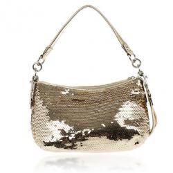 Pre Owned Coach Gold Poppy Sequins Groovy Crossbody