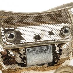Pre Owned Coach Gold Poppy Sequins Groovy Crossbody