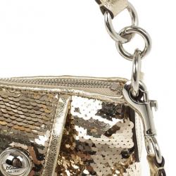 Pre Owned Coach Gold Poppy Sequins Groovy Crossbody