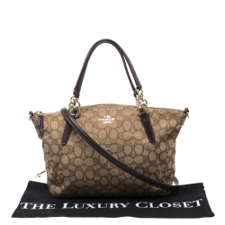 Pre Owned Coach Beige/Brown Canvas and Leather Kelsey Satchel