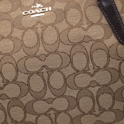Pre Owned Coach Beige/Brown Canvas and Leather Kelsey Satchel