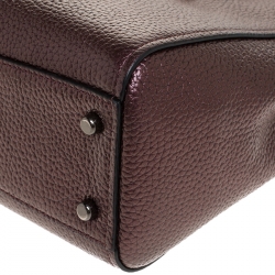 Pre Owned Coach Metallic Burgundy Leather Stanton 26 Carryall Tote