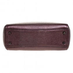 Pre Owned Coach Metallic Burgundy Leather Stanton 26 Carryall Tote