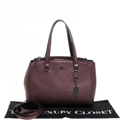 Pre Owned Coach Metallic Burgundy Leather Stanton 26 Carryall Tote