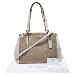 Coach Beige/Cream Coated Canvas Small Christie Carryall Satchel