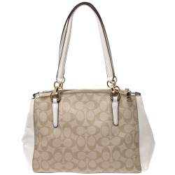 Coach Beige/Cream Coated Canvas Small Christie Carryall Satchel