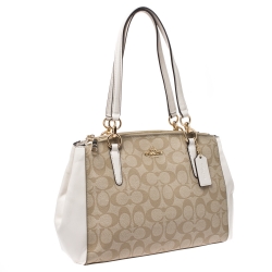 Coach Beige/Cream Coated Canvas Small Christie Carryall Satchel