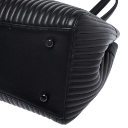 Pre Owned Coach Black Leather Turnlock Tote