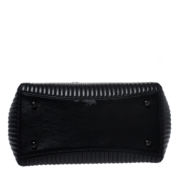 Pre Owned Coach Black Leather Turnlock Tote