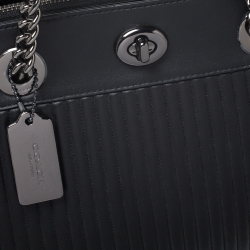 Pre Owned Coach Black Leather Turnlock Tote